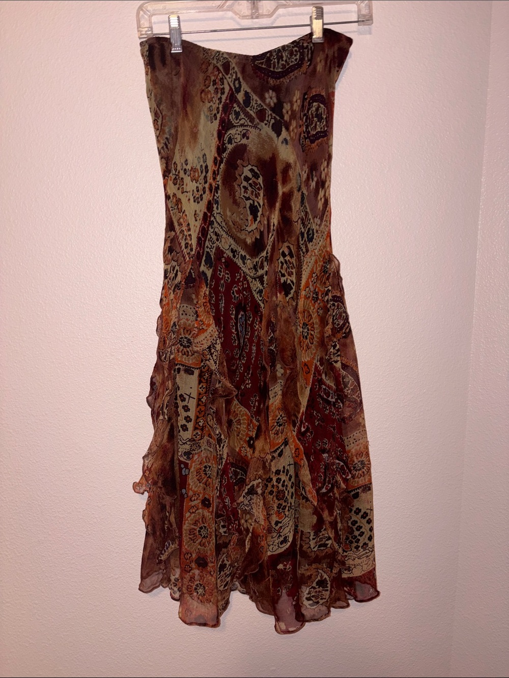 Boho lightweight maxi skirt in Brown and Tan